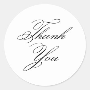 Elegant Classic Calligraphy Thank You Classic Round Sticker