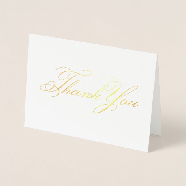 Elegant Classic Calligraphy Thank You Foil Card (Front)