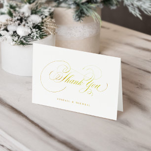 Elegant classic calligraphy vintage thank you foil card