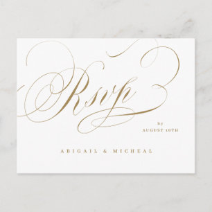 Elegant classic calligraphy vintage wedding RSVP Postcard