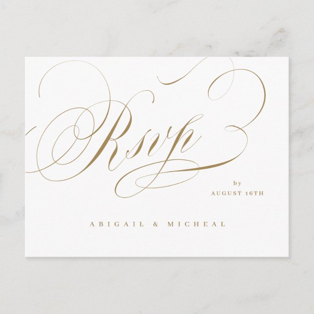 Elegant classic calligraphy vintage wedding RSVP Postcard (Front)