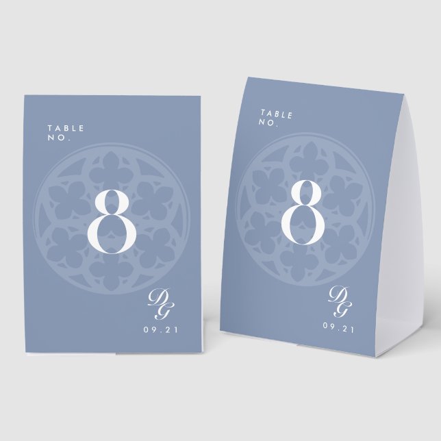 Elegant Classic Cathedral Sky Blue Table Number (Front/Back)
