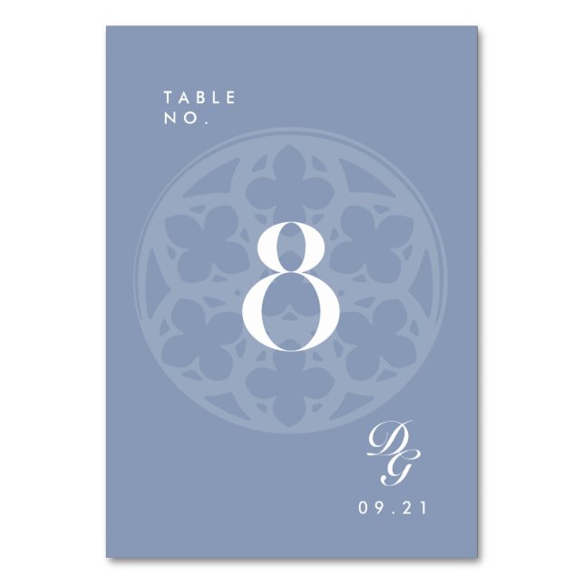 Elegant Classic Cathedral Sky Blue Table Number (Back)