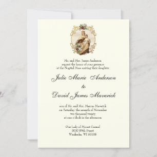 Elegant Classic Catholic Wedding Mount Carmel  Invitation