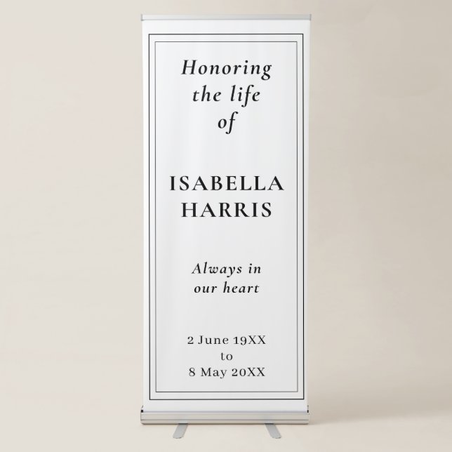 Elegant Classic Celebration of Life Design Retractable Banner (Front)