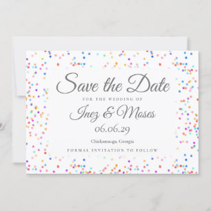 Elegant Classic Chic Rainbow Confetti Wedding Save The Date