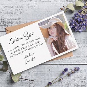 elegant classic chic thank you graduation photo   card