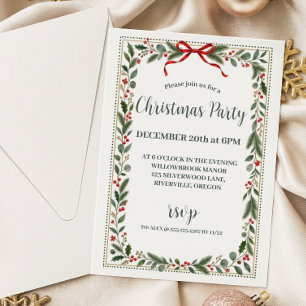 Elegant Classic Christmas Greenery Invitation