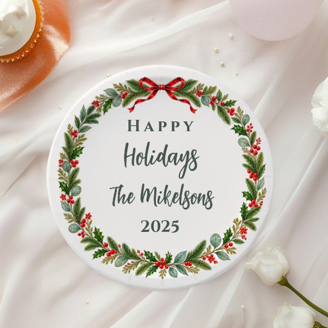 Elegant Classic Christmas Greenery Paper Plate (Creator Uploaded)