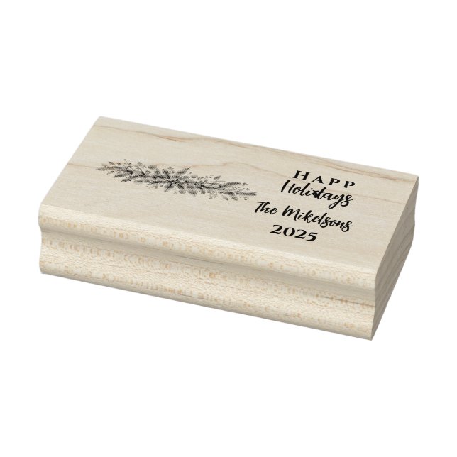 Elegant Classic Christmas Greenery Rubber Stamp (Stamp)