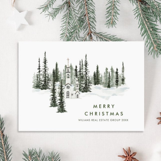 Elegant Classic Christmas Winter Forest Corporate Holiday Card (Creator Uploaded)