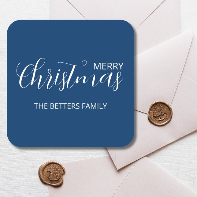 Elegant Classic Clean Midnight Blue Christmas   Square Sticker (Creator Uploaded)