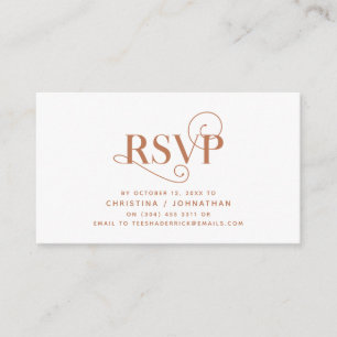 Elegant Classic, Copper font, RSVP respond Enclosure Card