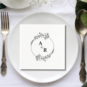 Elegant Classic Couple Initial Wedding Paper Napkin