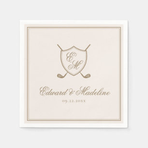 Elegant Classic Crest Monogram Golf Wedding Napkin