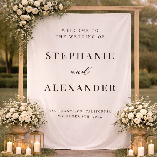 Elegant Classic Custom Fabric Wedding Welcome Sign Tapestry (Creator Uploaded)