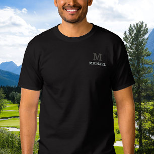 Elegant Classic Custom Name Monogram Personalised Embroidered T-Shirt