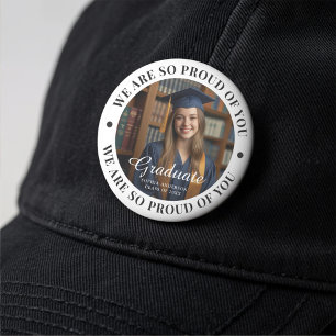 Elegant Classic Customisable Name Text Grad Photo 6 Cm Round Badge