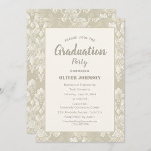 Elegant Classic Damask Graduation Invitation