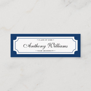 Elegant classic dark blue graduation name card