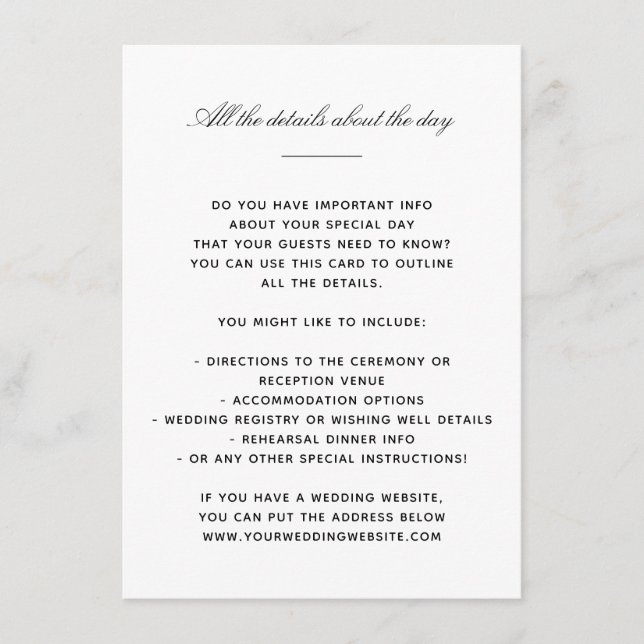 Elegant Classic Details Enclosure Card (Front)