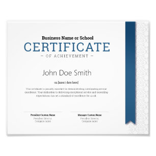 Elegant Classic Diploma Certificate blue ribbon Photo Print