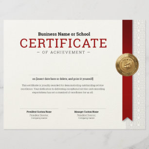 Elegant Classic Diploma Certificate gold foil seal Custom Letterhead