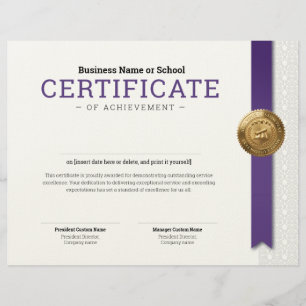 Elegant Classic Diploma Certificate gold foil seal Custom Letterhead