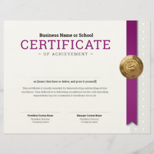 Elegant Classic Diploma Certificate gold foil seal Custom Letterhead