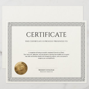 Elegant Classic Diploma Certificate gold foil seal Custom Letterhead