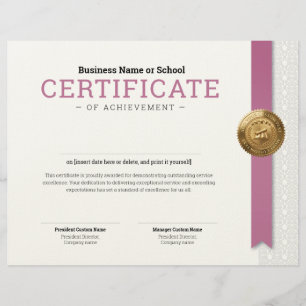 Elegant Classic Diploma Certificate gold foil seal Custom Letterhead