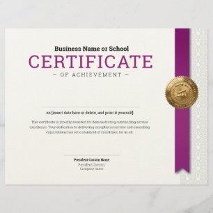 Elegant Classic Diploma Certificate gold foil seal Custom Letterhead