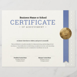 Elegant Classic Diploma Certificate gold foil seal Custom Letterhead