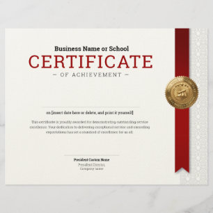 Elegant Classic Diploma Certificate gold foil seal Custom Letterhead