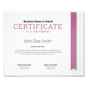 Elegant Classic Diploma Certificate pink ribbon Photo Print
