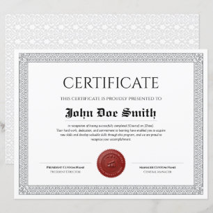 Elegant Classic Diploma Certificate red wax seal