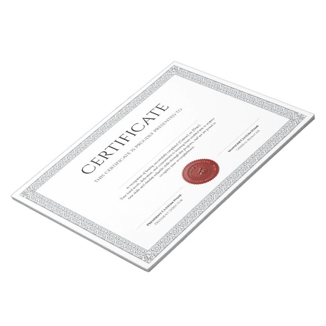 Elegant Classic Diploma Certificate red wax seal Notepad (Angled)