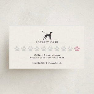 Elegant Classic Dog Walker   Dog Walking Loyalty Card