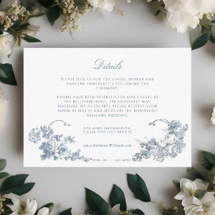 Elegant Classic Dusty Blue French Floral Enclosure Card