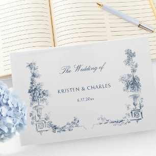 Elegant Classic Dusty Blue French Floral Guest Book