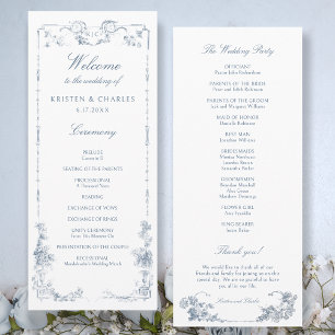 Elegant Classic Dusty Blue French Floral Programme