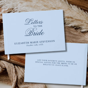 Elegant Classic Dusty Blue Letters to The Bride Guest Book