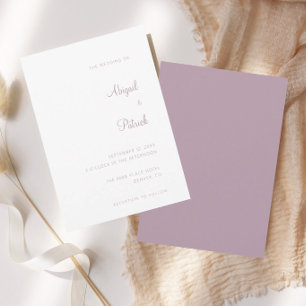 Elegant Classic Dusty Mauve & White Wedding Invitation