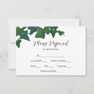 Elegant classic English Ivy calligraphy script RSVP Card
