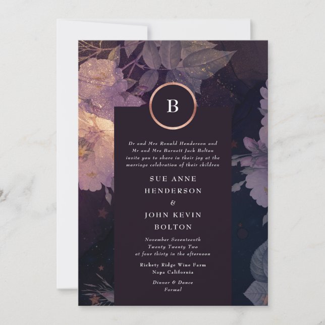 Elegant Classic Floral Boho Fantasy Golden Circle Invitation (Front)