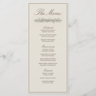 Elegant Classic Floral Border Wedding Menu