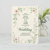 Elegant Classic Floral Wedding Invitation (Standing Front)