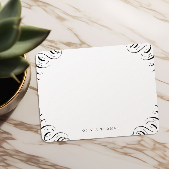 Elegant classic flourish personalised Stationery Card (Elegant classic flourish personalized Stationery Note Card)