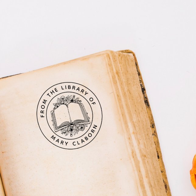 Elegant Classic Flowers Book From The Library Of Self-inking Stamp (Creator Uploaded)