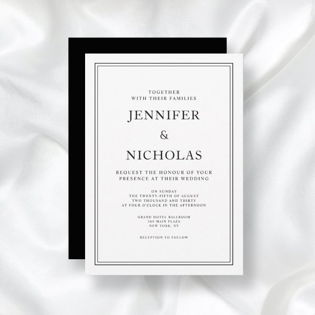 Elegant Classic Formal Black And White Wedding Invitation (Front/ Elegant Classic Formal Black & White Wedding Invitation)